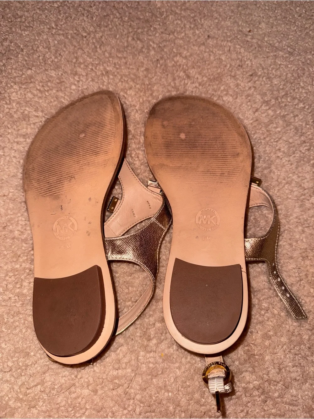 Michael Kors Metallic Gold T-Strap Sandals